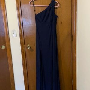 Aqua Formal One Shoulder Cut Out Gown